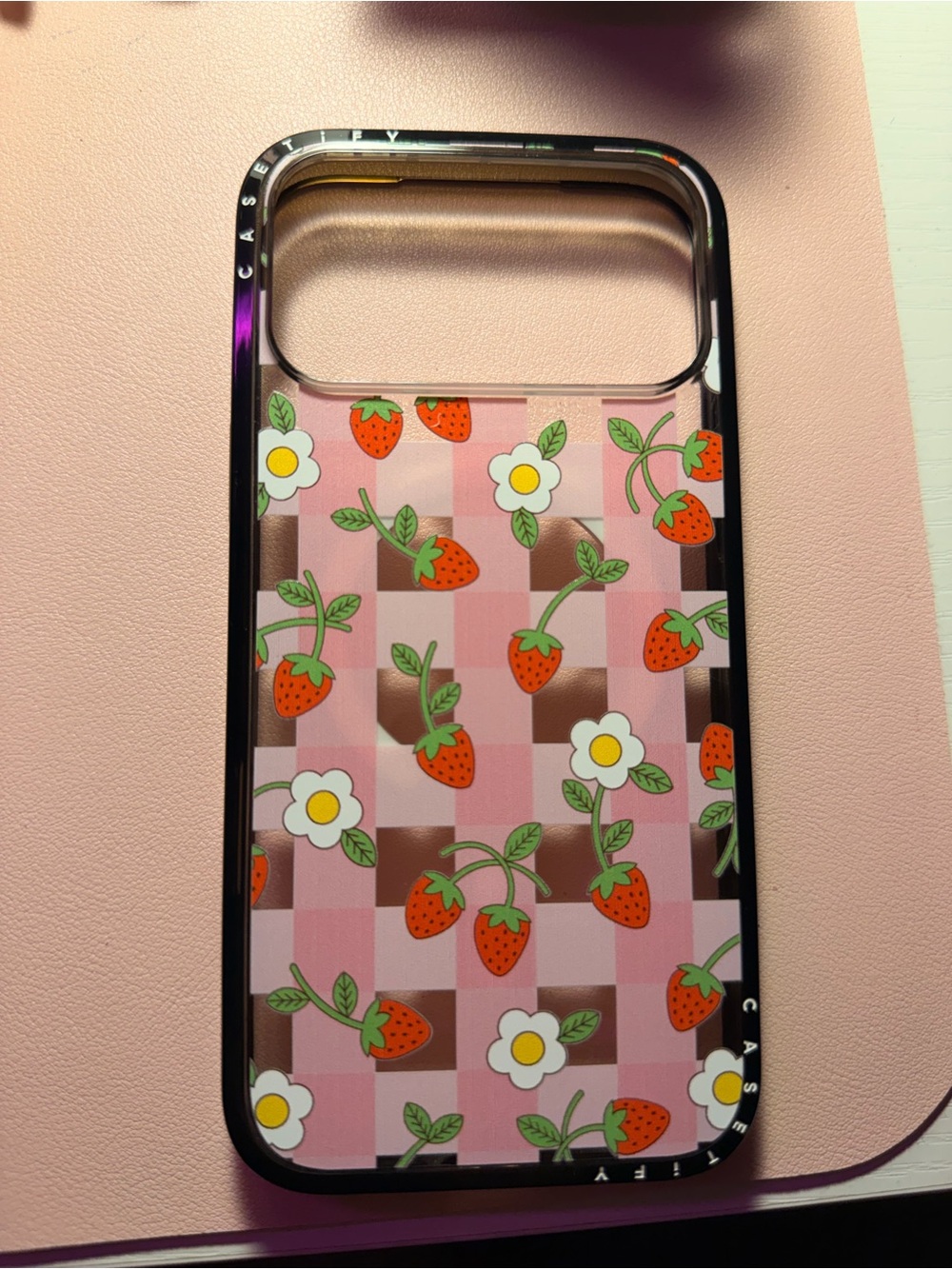 Casetify Pink Strawberry plaid iPhone 17 pro max MagSafe Case